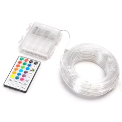 Wąż świetlny 10m multikolor 100led Φ5 RGB na baterie z pilotem 32key